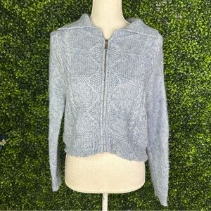 Nwt‎ blue Knit wool blend Zip-Up Sweater
